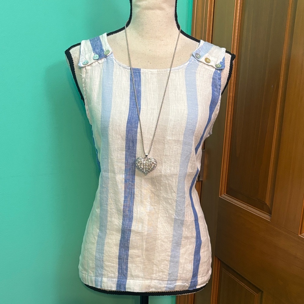 CHARLIE B Striped Yarn Dyed Sleeveless Blouse